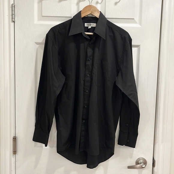 BALMAIN Collar Button Up Black Shirt - Picture 2 of 13